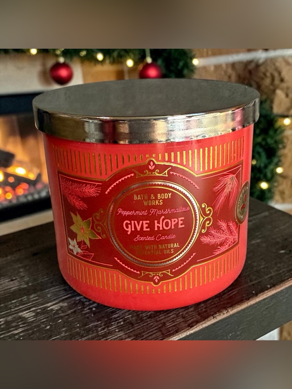 ♥️BATH & BODY WORKS♥️Give Hope Peppermint Marshmallow 3-Wick Candle/NWT